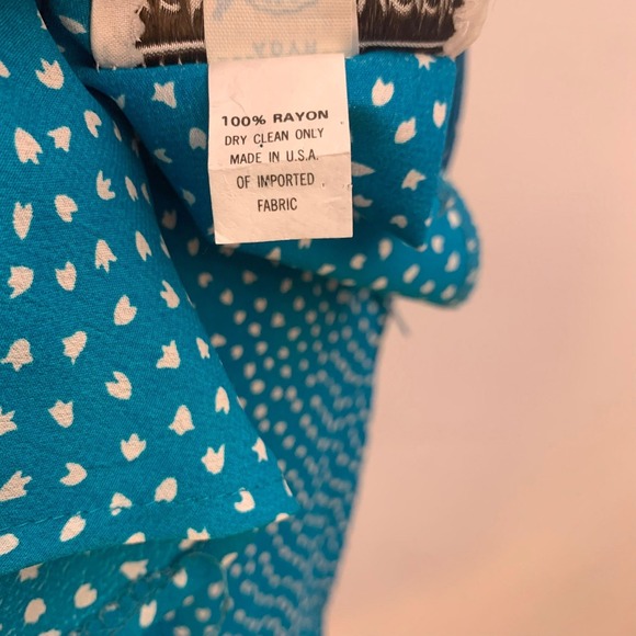 Vintage Union Made Karin Stevens Blue Tiered Floral Dress M Medium - Picture 9 of 13